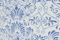 Ткани из наличия для штор в спальню - Белый цвет с синими узорами